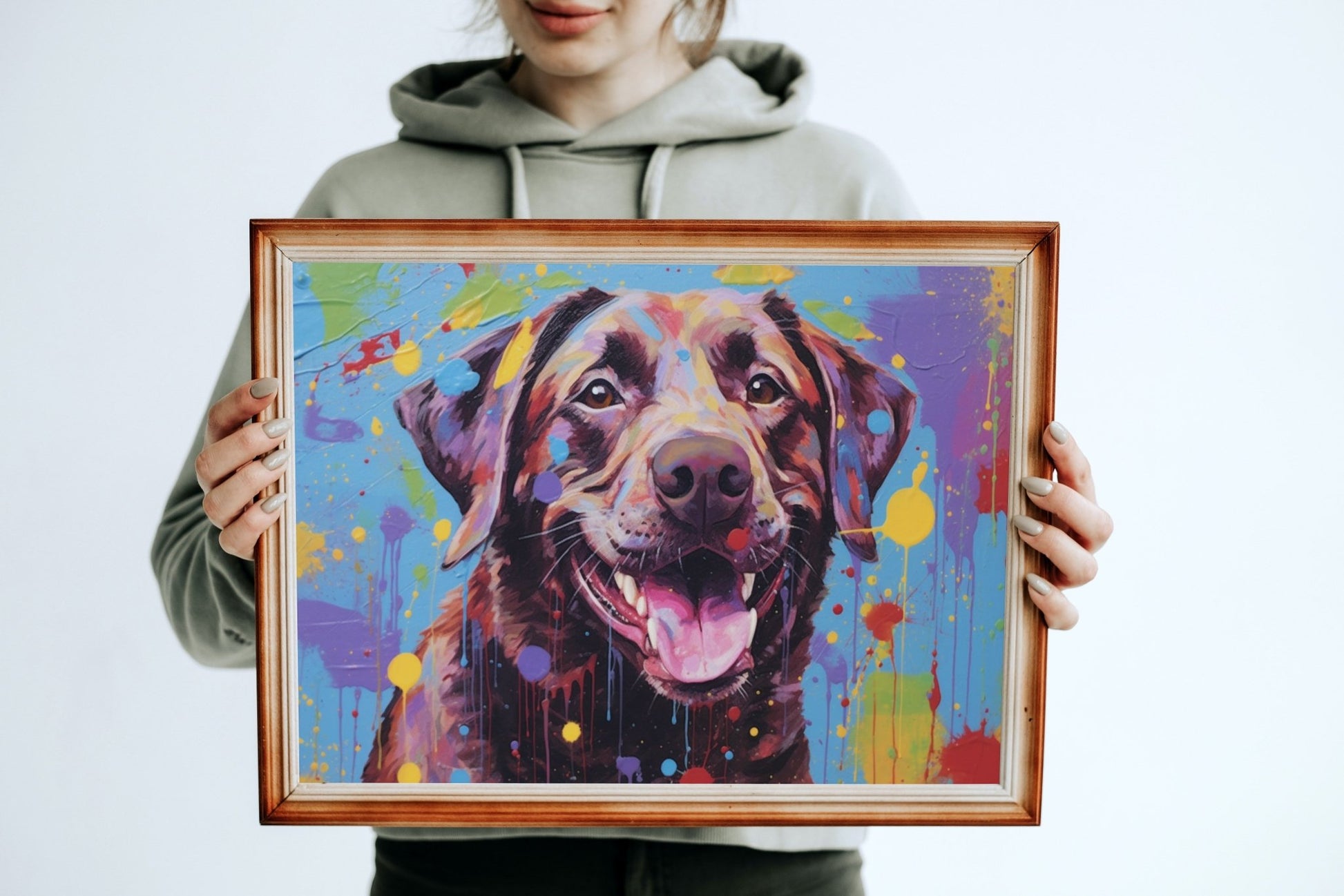 Smiling Chocolate Labrador Print - Unframed - Matte Paper - Colourful wall art by Canvasity Crafts