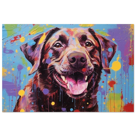 Smiling Chocolate Labrador Print - Unframed - Matte Paper - Colourful wall art by Canvasity Crafts