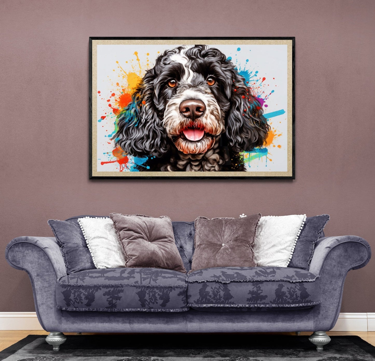 Tuxedo Cockapoo Poster Print (Unframed). Watercolour Dog Art & Prints Gift - Matte Paper - Colourful wall art by Canvasity Crafts