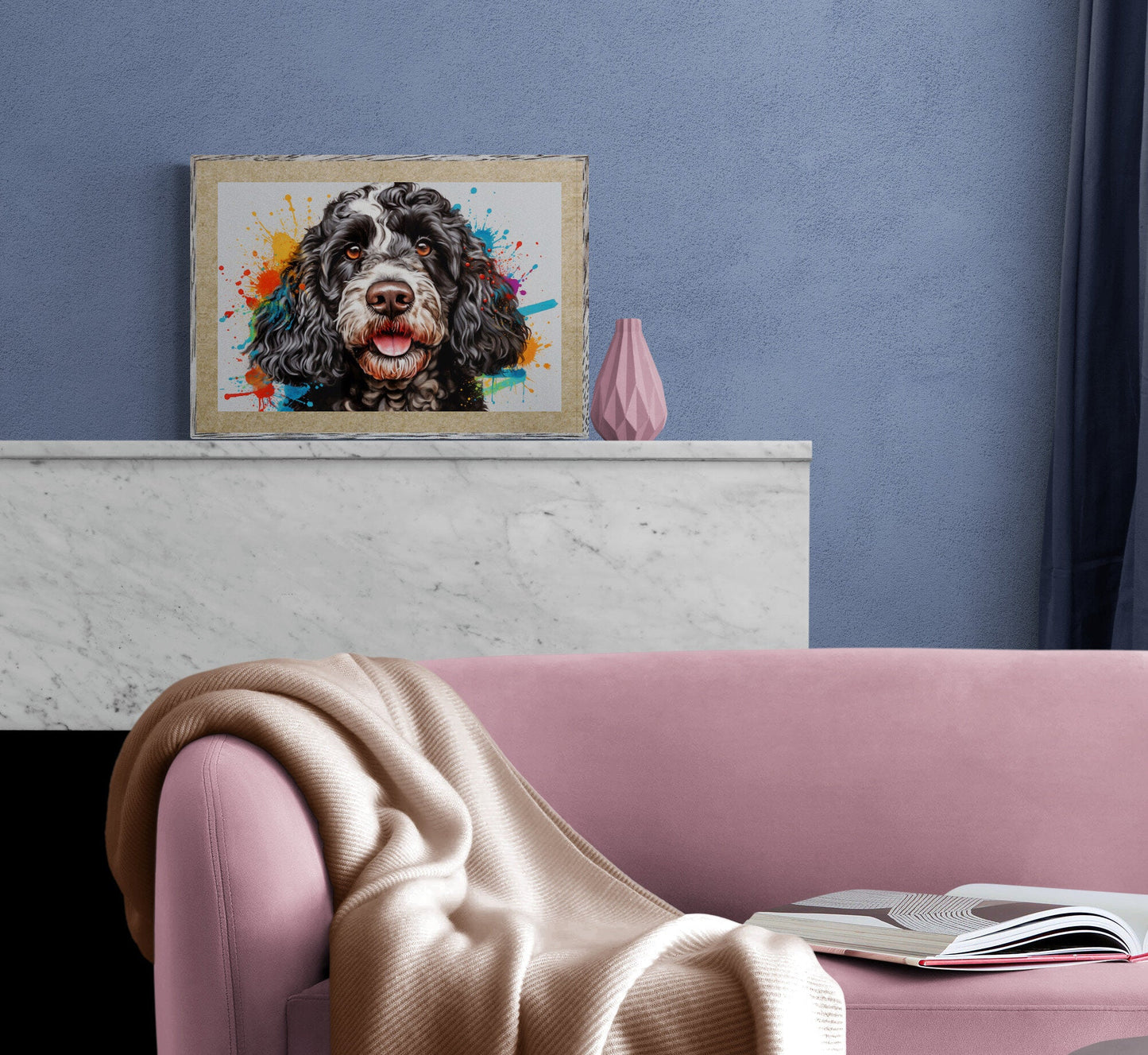 Tuxedo Cockapoo Poster Print (Unframed). Watercolour Dog Art & Prints Gift - Matte Paper - Colourful wall art by Canvasity Crafts