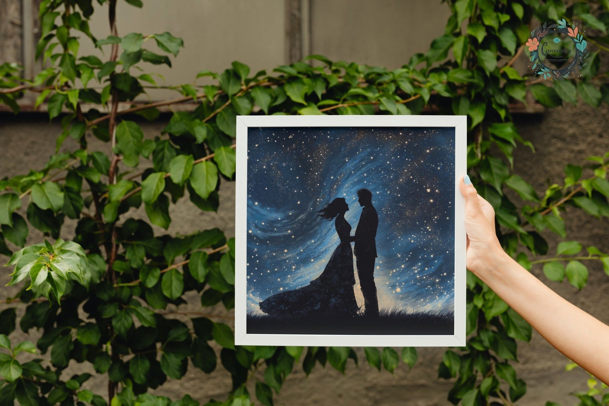 Under the Stars Canvas or Framed/Unframed Print - Valentine's Day Gift - Canvas/Matte Paper - Colourful wall art by Canvasity Crafts