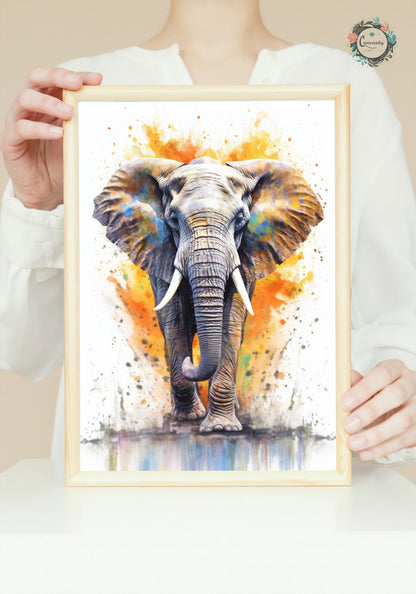 Vibrant African Bull Elephant - Incredible Unframed Print - Wildlife Animal Wall Art for Nature Enthusiasts, Savanna, Safari Gift - Posters - Colourful wall art by Canvasity Crafts