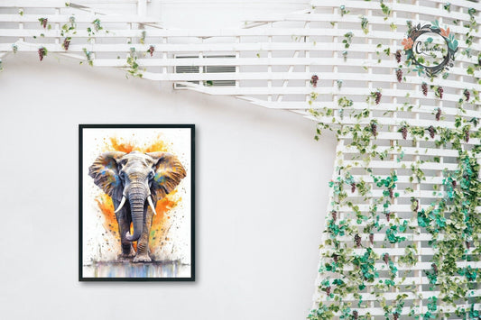 Vibrant African Bull Elephant - Incredible Unframed Print - Wildlife Animal Wall Art for Nature Enthusiasts, Savanna, Safari Gift - Posters - Colourful wall art by Canvasity Crafts