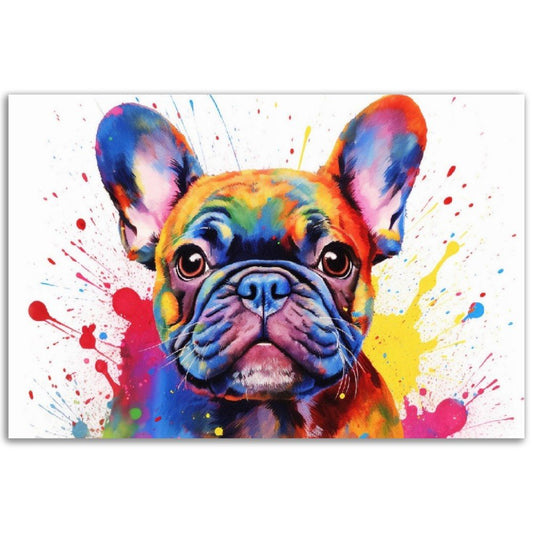 Vibrant French Bulldog Print - Unframed Pop Art Style Frenchie - Matte Paper - Colourful wall art by Canvasity Crafts