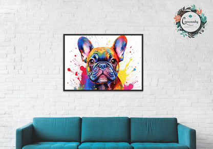 Vibrant French Bulldog Print - Unframed Pop Art Style Frenchie - Matte Paper - Colourful wall art by Canvasity Crafts