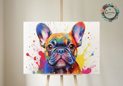 Vibrant French Bulldog Print - Unframed Pop Art Style Frenchie - Matte Paper - Colourful wall art by Canvasity Crafts