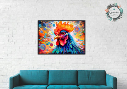 Vibrant Rooster - Unframed Print. Great Gift for chicken lovers - Matte Paper - Colourful wall art by Canvasity Crafts