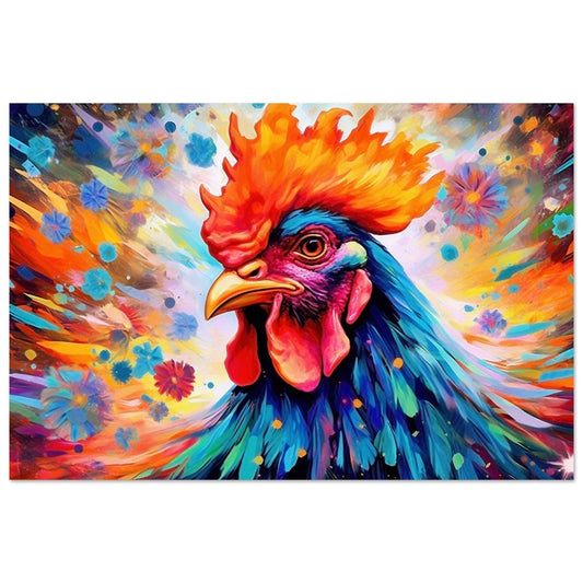 Vibrant Rooster - Unframed Print. Great Gift for chicken lovers - Matte Paper - Colourful wall art by Canvasity Crafts