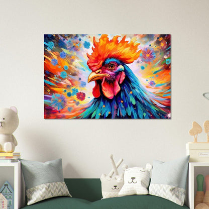 Vibrant Rooster - Unframed Print. Great Gift for chicken lovers - Matte Paper - Colourful wall art by Canvasity Crafts