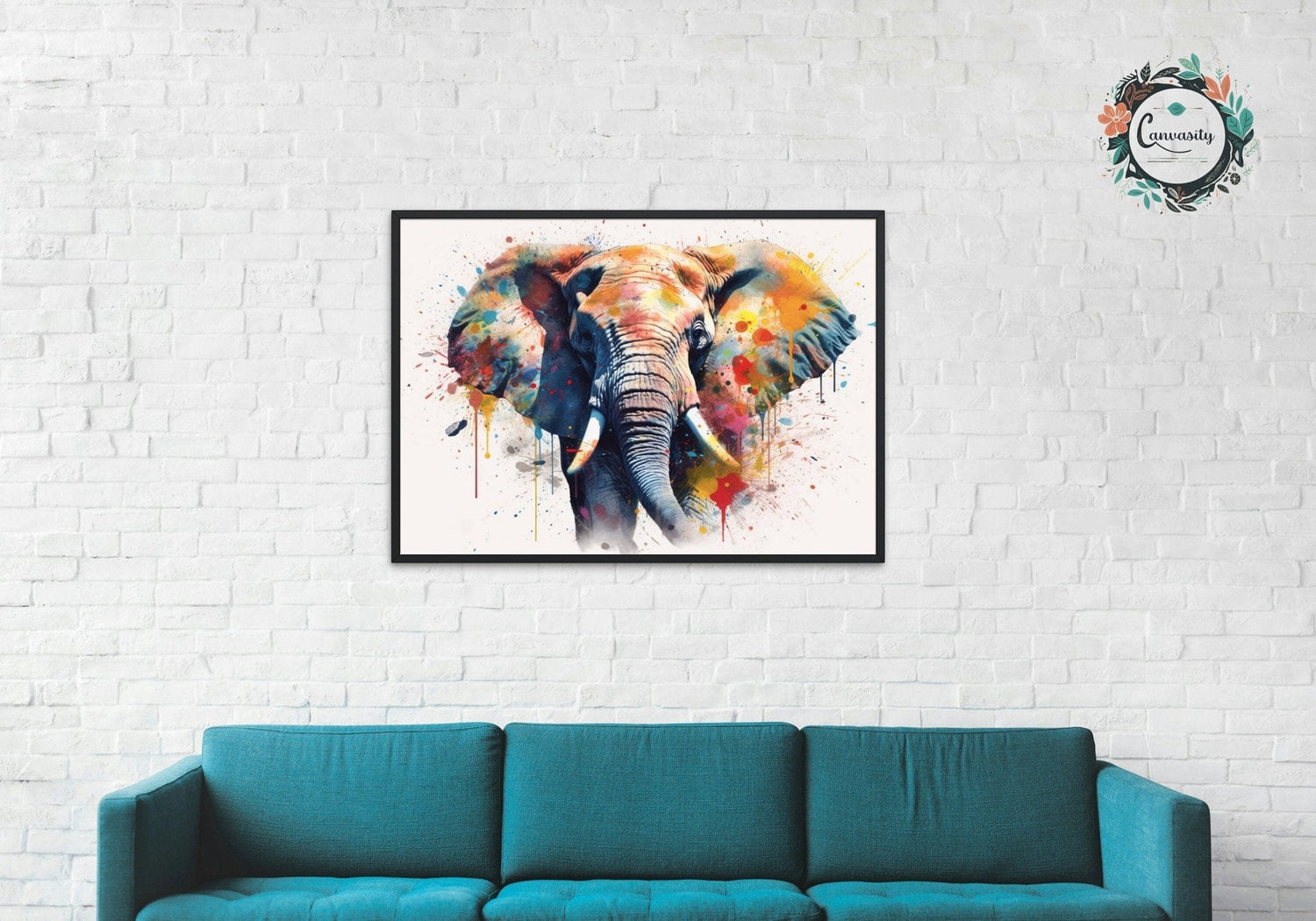 Watercolor Elephant Poster Print. Colorful African Safari Wall Art Gift. Watercolour Paint Splash Painting, Mother's / Father's Day Present - Posters - Colourful wall art by Canvasity Crafts
