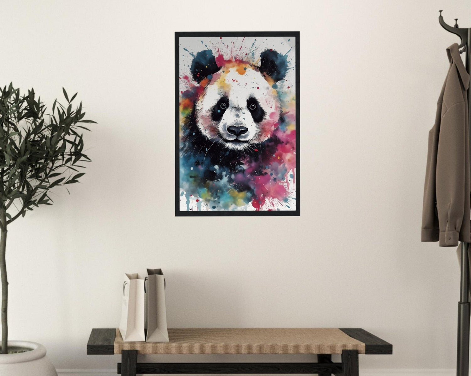 Watercolor Panda Poster Print - Pop art Cute Nursery Kids Room Rainbow Art Painting Gift for Giant Panda lover. Present for Teen, Mom, Dad - Posters - Colourful wall art by Canvasity Crafts