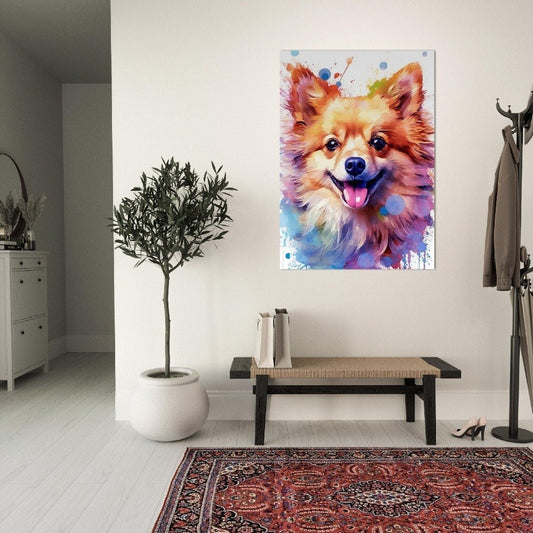 Watercolor Pomeranian Poster Print. Colorful Rainbow Watercolour Animal Wall Art Gift for Dog Lovers, Pomie Mom, Dad. multi-color painting - Posters - Colourful wall art by Canvasity Crafts