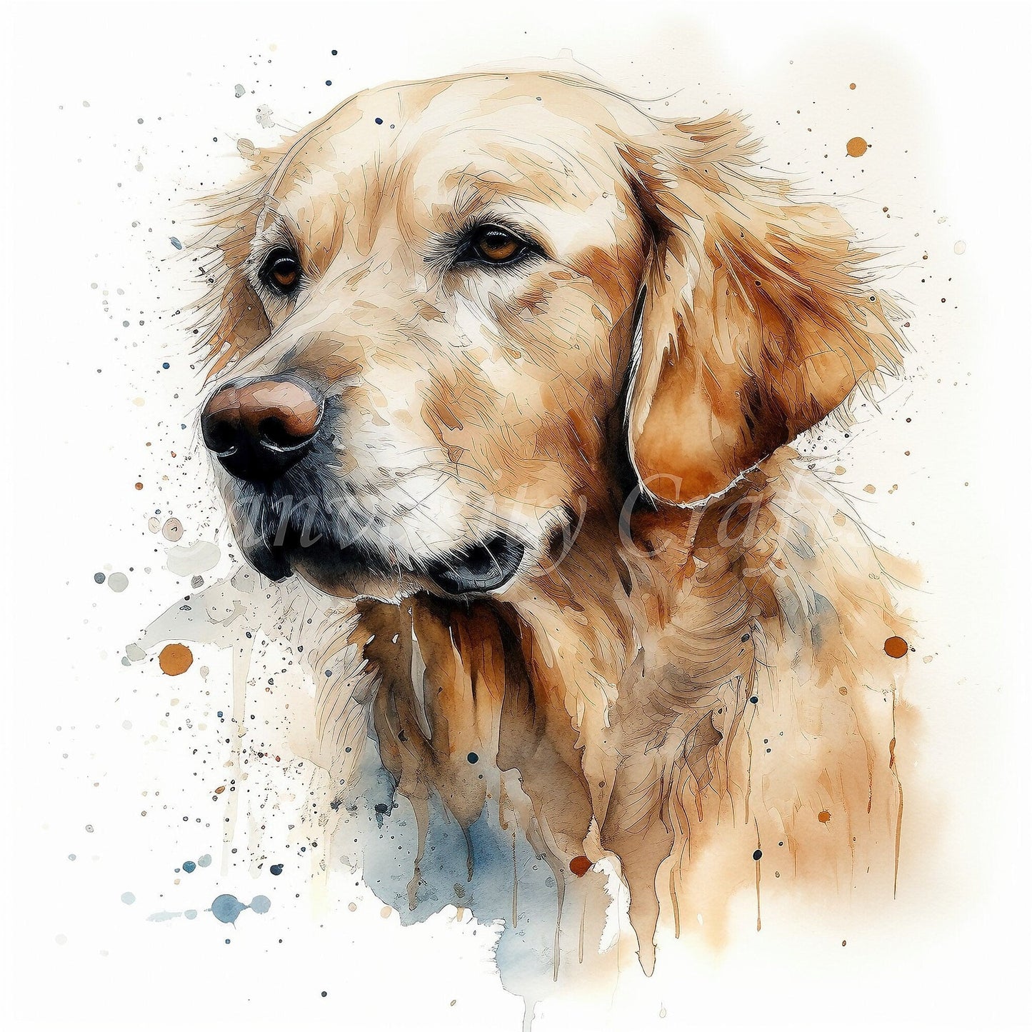 Watercolour Golden Retriever Dog Clipart | 10 PNG images - 300 DPI Instant Download | For Dog Lovers | Commercial Use - Clipart - Colourful wall art by Canvasity Crafts