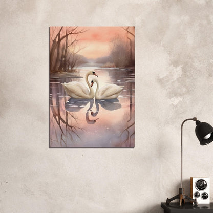 Watercolour Swan Lake Sunset on Canvas - Valentine's Day Gift - Canvas - Colourful wall art by Canvasity Crafts