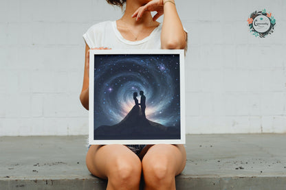 Wedding Love Under the Night Sky Poster Print - Valentine's Day Gift - Matte Paper - Colourful wall art by Canvasity Crafts