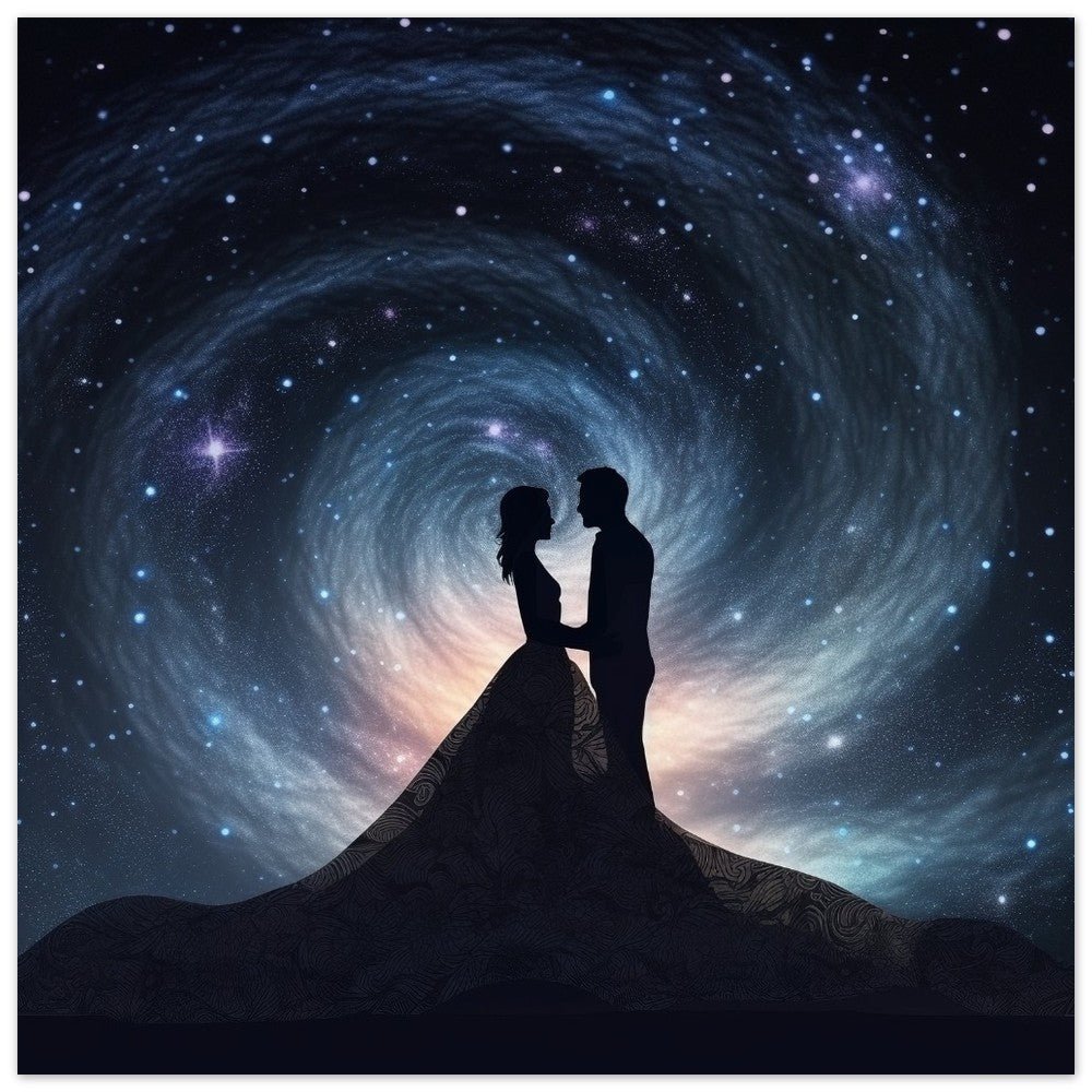 Wedding Love Under the Night Sky Poster Print - Valentine's Day Gift - Matte Paper - Colourful wall art by Canvasity Crafts