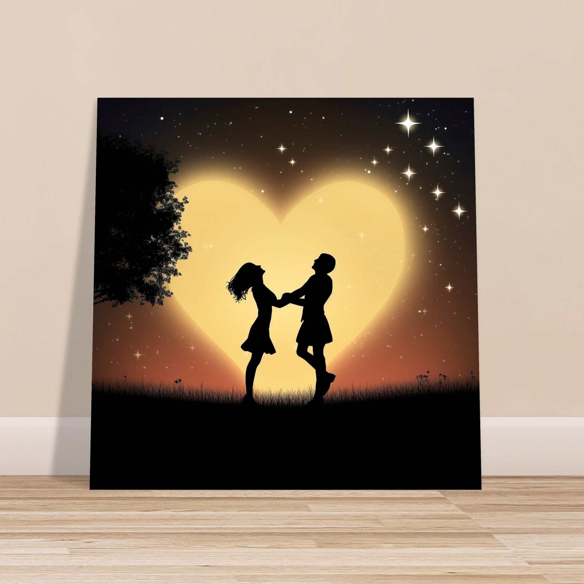 Written in the Stars - Love Under the Night Sky. Abstract Wedding Gift, Valentine's Day Print, Marriage Anniversary Silhouette - Posters - Colourful wall art by Canvasity Crafts