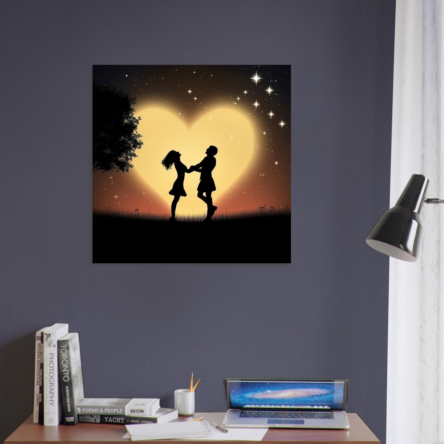 Written in the Stars - Love Under the Night Sky. Abstract Wedding Gift, Valentine's Day Print, Marriage Anniversary Silhouette - Posters - Colourful wall art by Canvasity Crafts