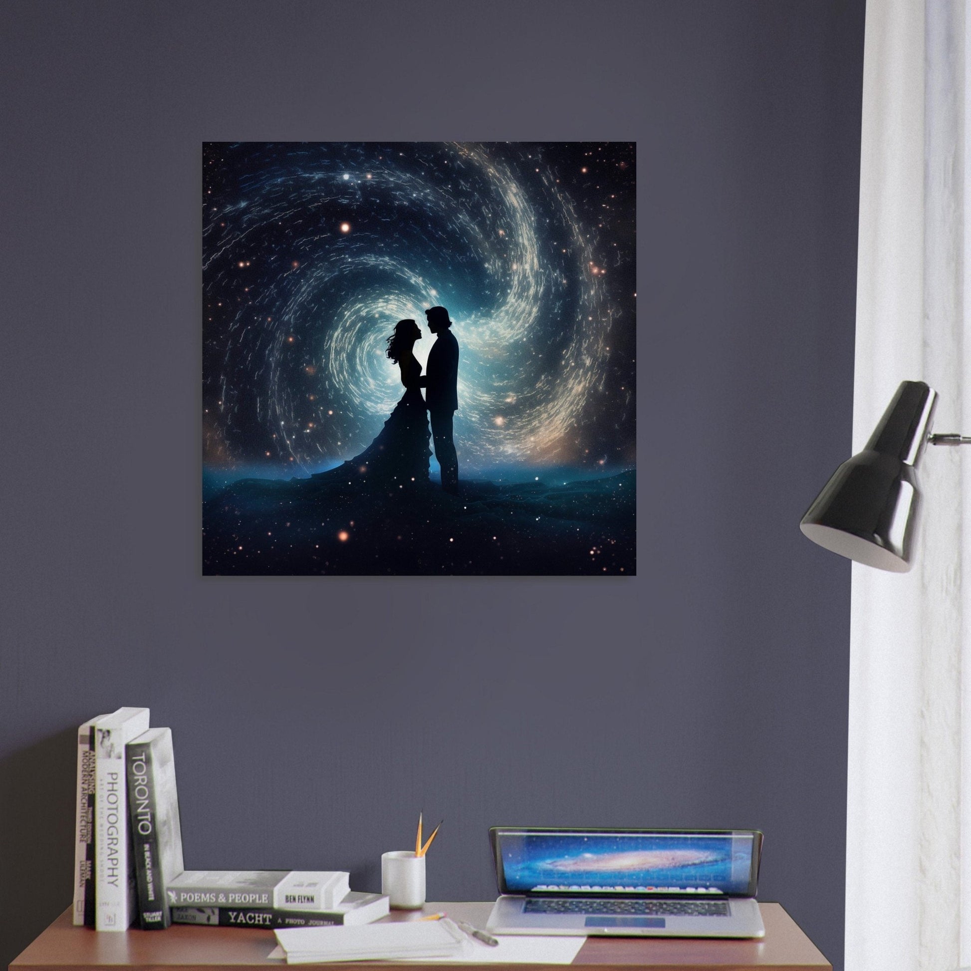 Written in the Stars - Love Under the Night Sky. Abstract Wedding Gift, Valentine's Day Print, Marriage Anniversary Silhouette - Posters - Colourful wall art by Canvasity Crafts