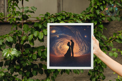 Written in the Stars - Love Under the Night Sky. Abstract Wedding Gift, Valentine's Day Print, Marriage Anniversary Silhouette - Posters - Colourful wall art by Canvasity Crafts