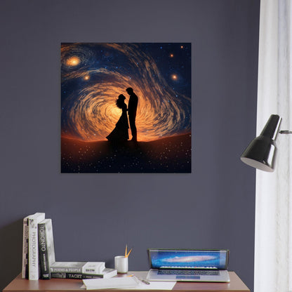 Written in the Stars - Love Under the Night Sky. Abstract Wedding Gift, Valentine's Day Print, Marriage Anniversary Silhouette - Posters - Colourful wall art by Canvasity Crafts