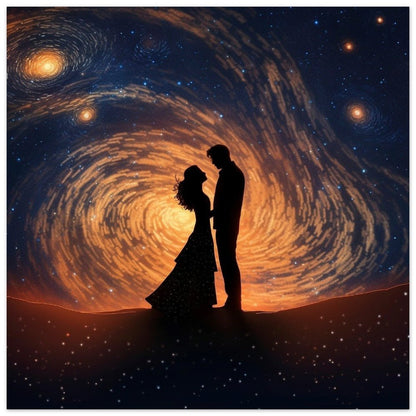 Written in the Stars - Love Under the Night Sky. Abstract Wedding Gift, Valentine's Day Print, Marriage Anniversary Silhouette - Posters - Colourful wall art by Canvasity Crafts