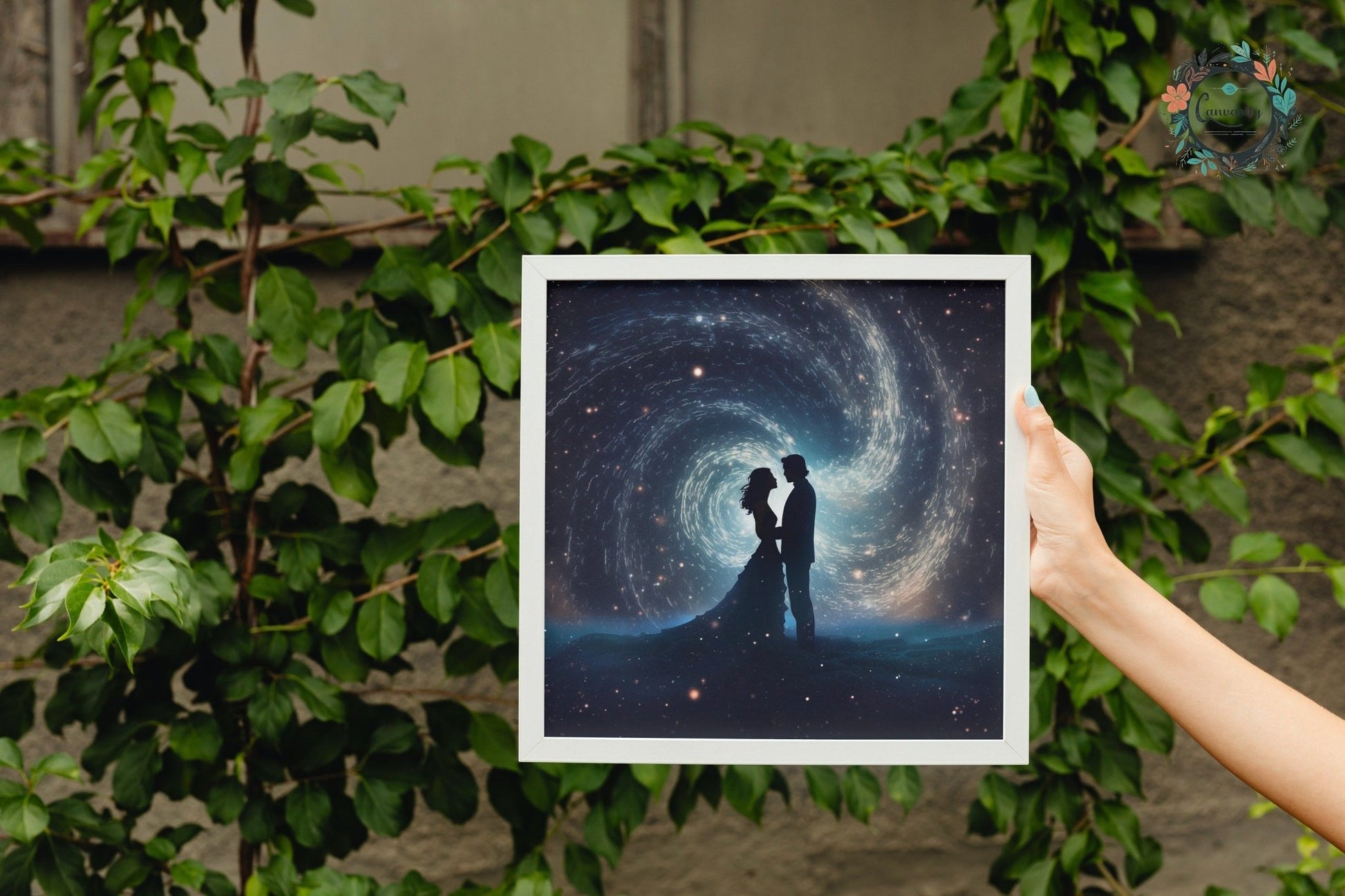 Written in the Stars - Love Under the Night Sky. Abstract Wedding Gift, Valentine's Day Print, Marriage Anniversary Silhouette - Posters - Colourful wall art by Canvasity Crafts