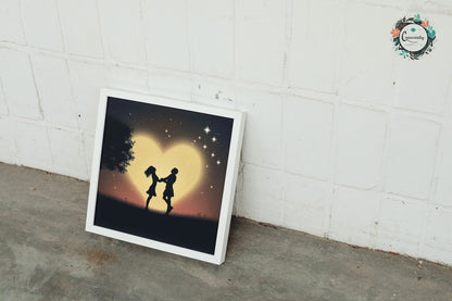 Written in the Stars - Love Under the Night Sky. Abstract Wedding Gift, Valentine's Day Print, Marriage Anniversary Silhouette - Posters - Colourful wall art by Canvasity Crafts