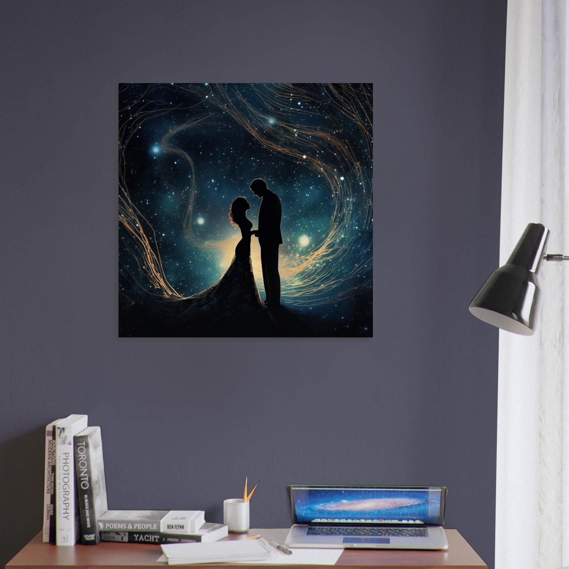 Written in the Stars - Love Under the Night Sky. Abstract Wedding Gift, Valentine's Day Print, Marriage Anniversary Silhouette - Posters - Colourful wall art by Canvasity Crafts