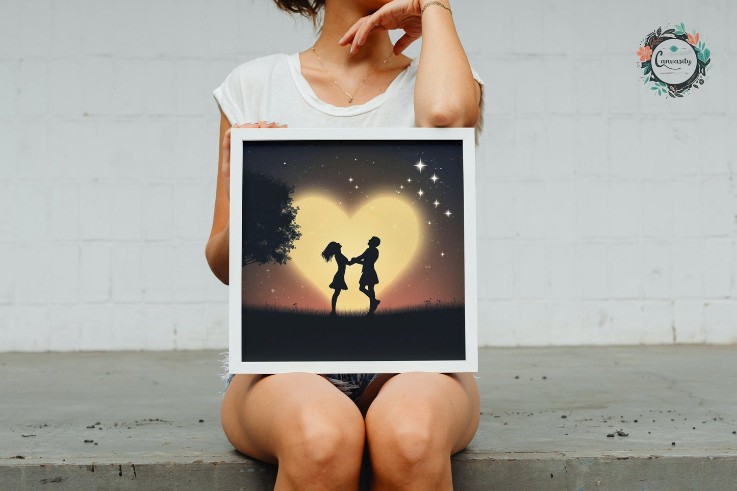 Written in the Stars - Love Under the Night Sky. Abstract Wedding Gift, Valentine's Day Print, Marriage Anniversary Silhouette - Posters - Colourful wall art by Canvasity Crafts