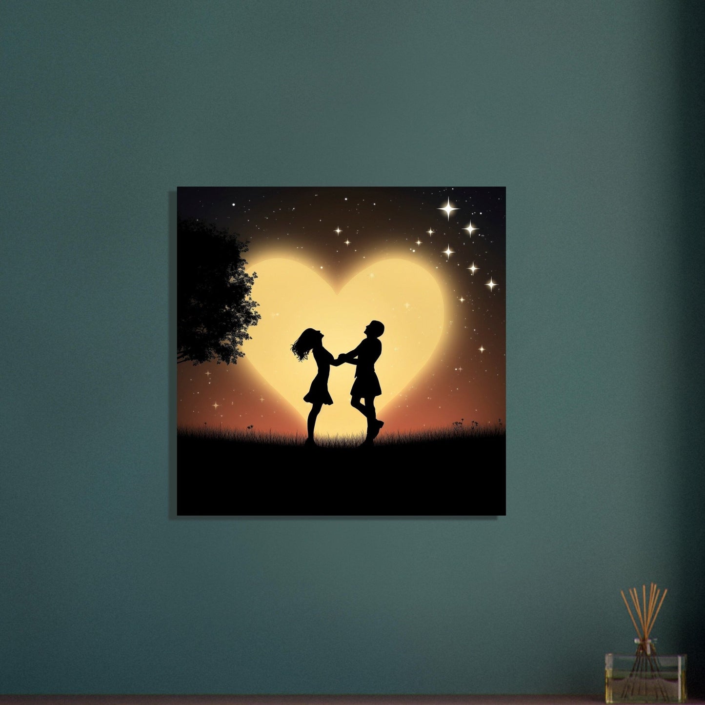 Written in the Stars - Love Under the Night Sky. Abstract Wedding Gift, Valentine's Day Print, Marriage Anniversary Silhouette - Posters - Colourful wall art by Canvasity Crafts