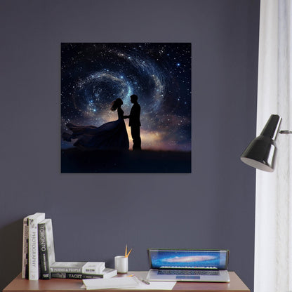 Written in the Stars - Love Under the Night Sky. Abstract Wedding Gift, Valentine's Day Print, Marriage Anniversary Silhouette, Space Art - Posters - Colourful wall art by Canvasity Crafts