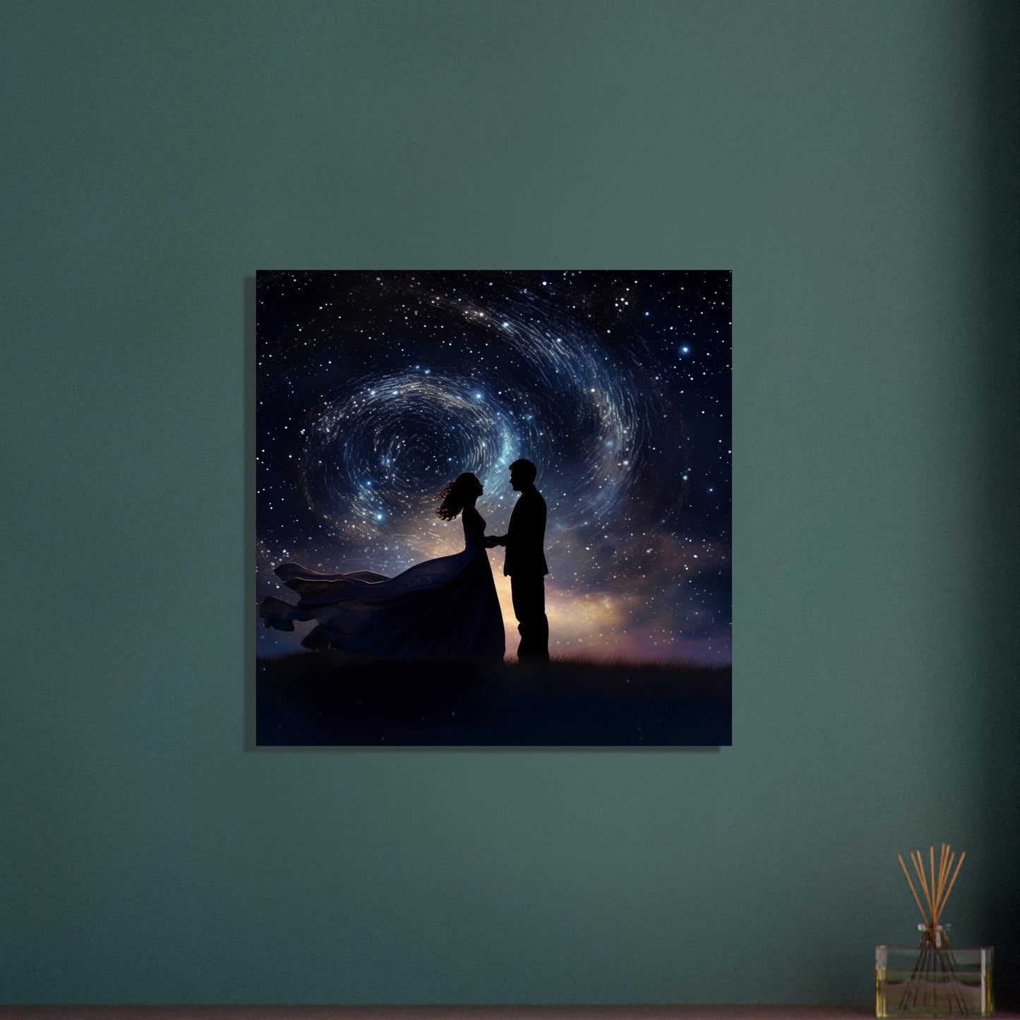 Written in the Stars - Love Under the Night Sky. Abstract Wedding Gift, Valentine's Day Print, Marriage Anniversary Silhouette, Space Art - Posters - Colourful wall art by Canvasity Crafts