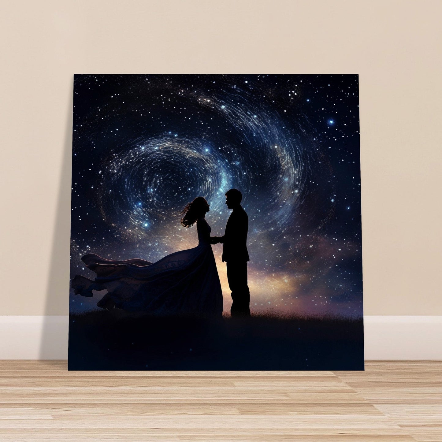 Written in the Stars - Love Under the Night Sky. Abstract Wedding Gift, Valentine's Day Print, Marriage Anniversary Silhouette, Space Art - Posters - Colourful wall art by Canvasity Crafts