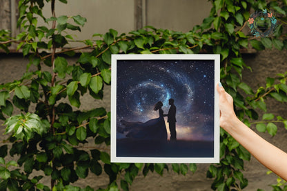 Written in the Stars - Love Under the Night Sky. Abstract Wedding Gift, Valentine's Day Print, Marriage Anniversary Silhouette, Space Art - Posters - Colourful wall art by Canvasity Crafts