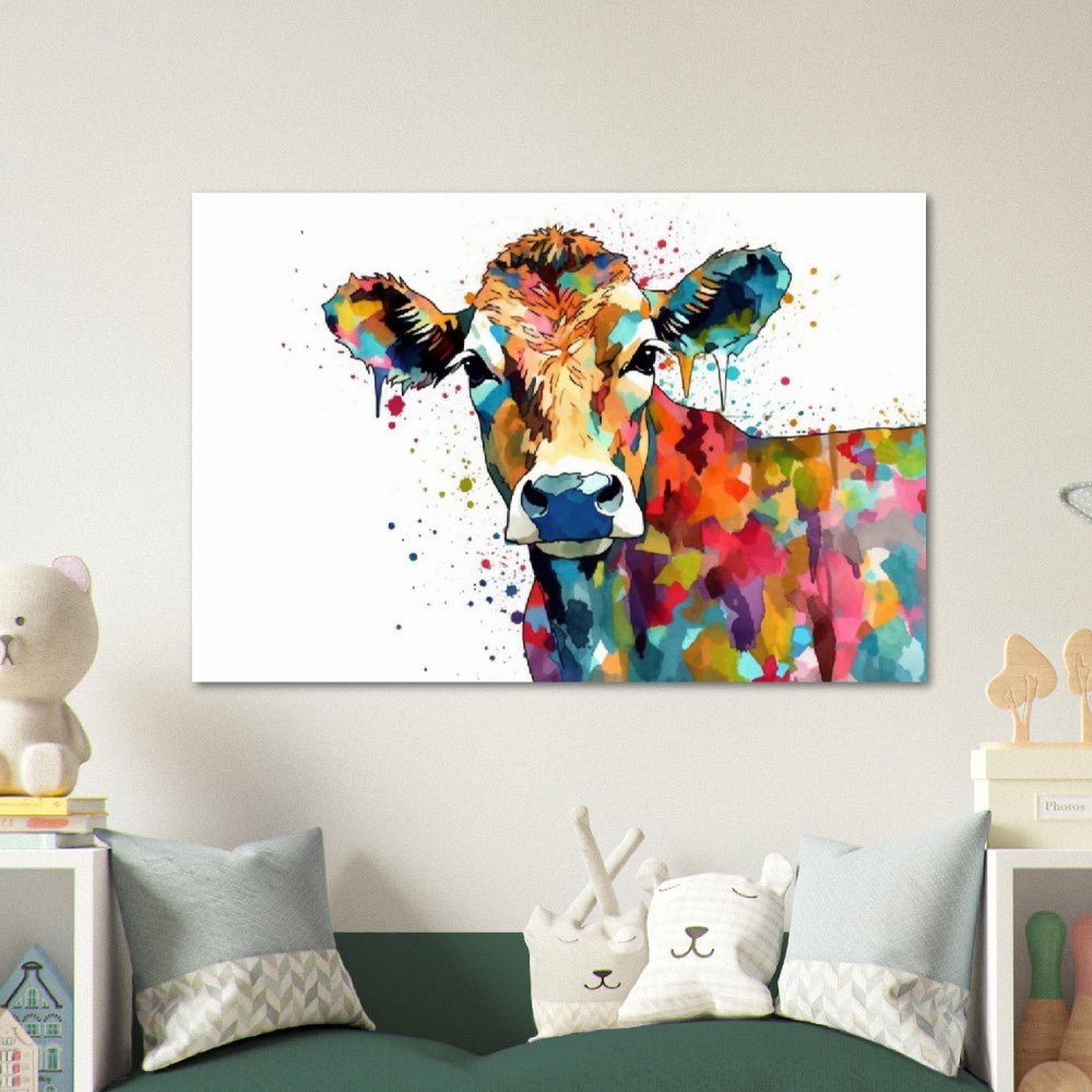 You rang? Adorable Dairy Cow Print - Unframed - Matte Paper - Colourful wall art by Canvasity Crafts