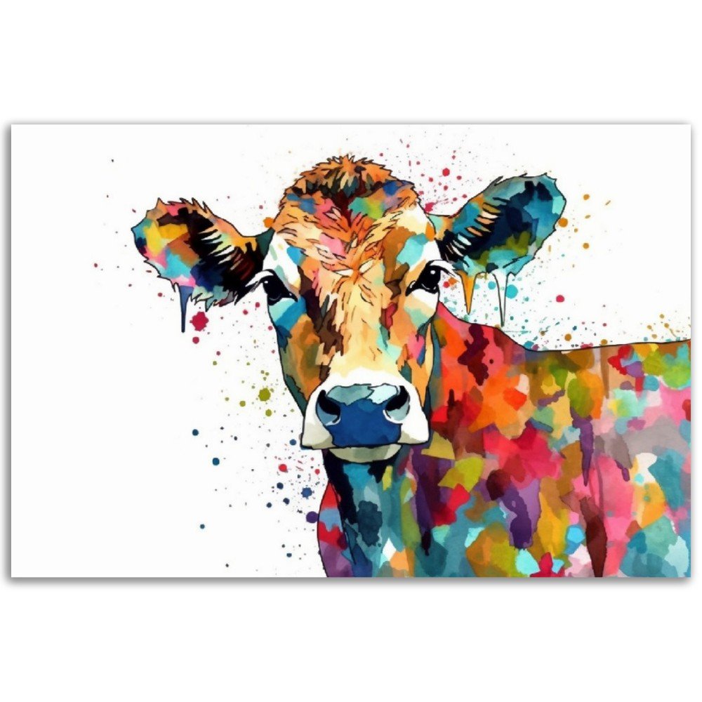 You rang? Adorable Dairy Cow Print - Unframed - Matte Paper - Colourful wall art by Canvasity Crafts