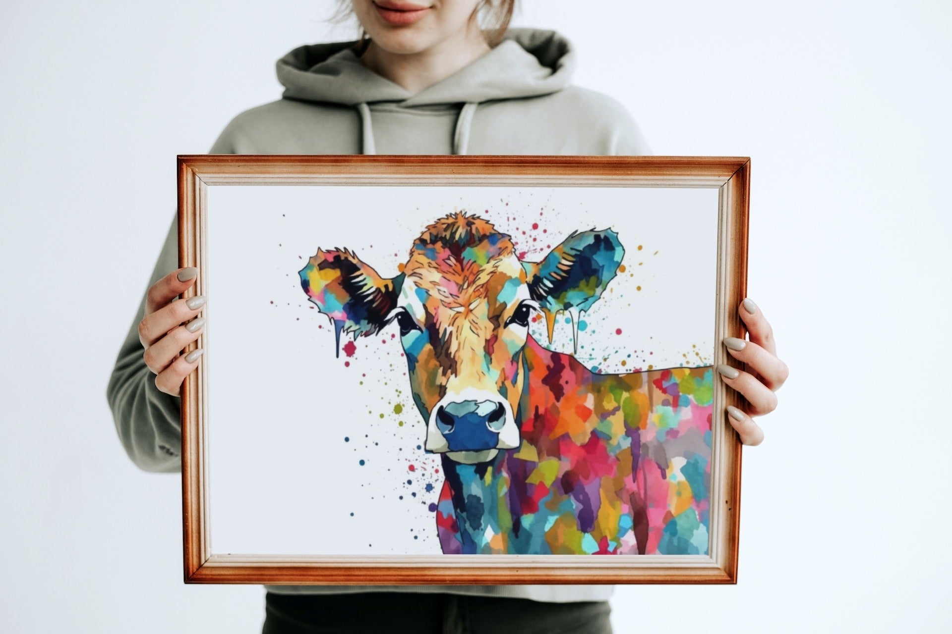 You rang? Adorable Dairy Cow Print - Unframed - Matte Paper - Colourful wall art by Canvasity Crafts