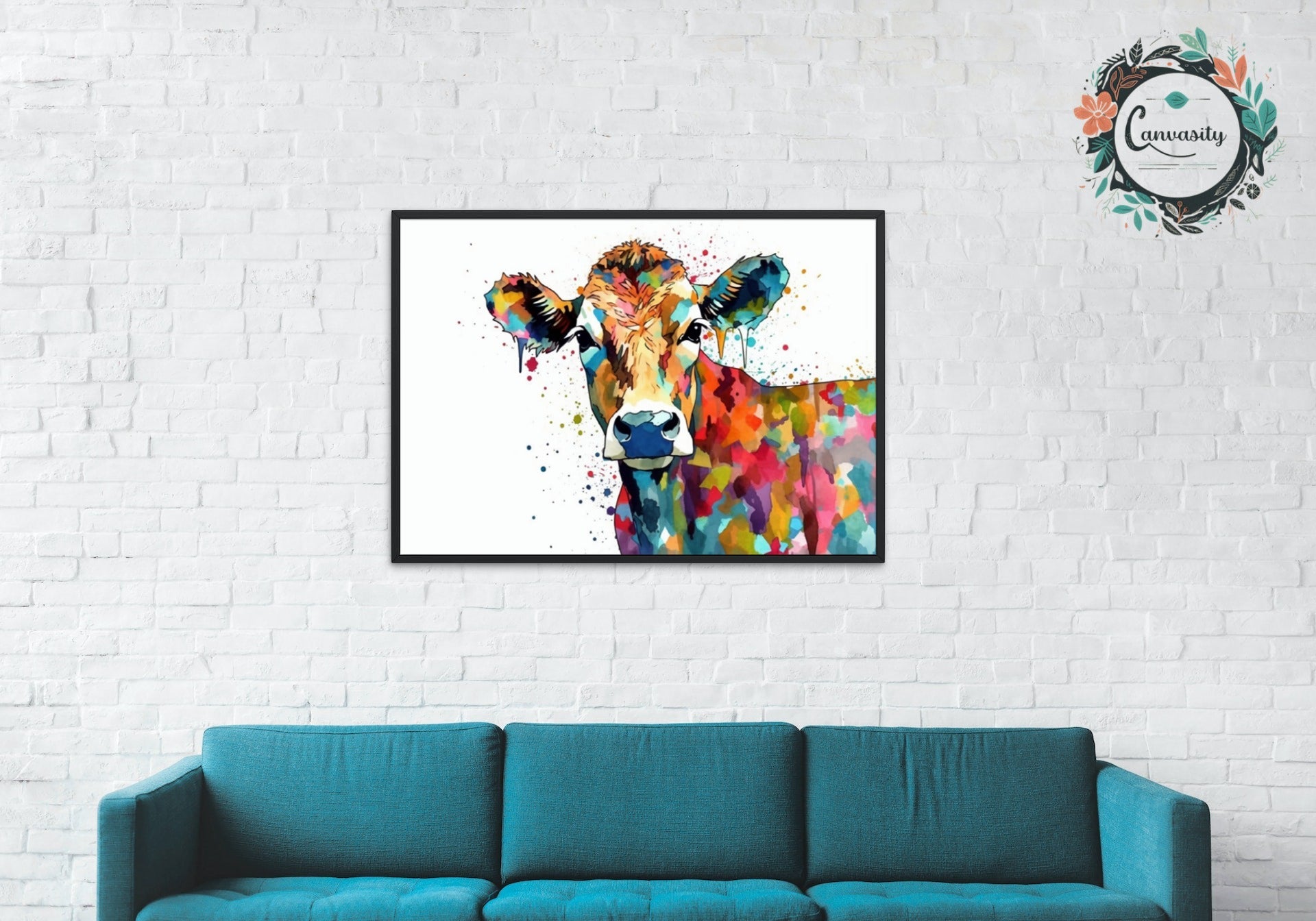 You rang? Adorable Dairy Cow Print - Unframed - Matte Paper - Colourful wall art by Canvasity Crafts